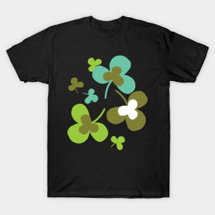 Happy Green Clover Leaves Silhouette Art II T-Shirt